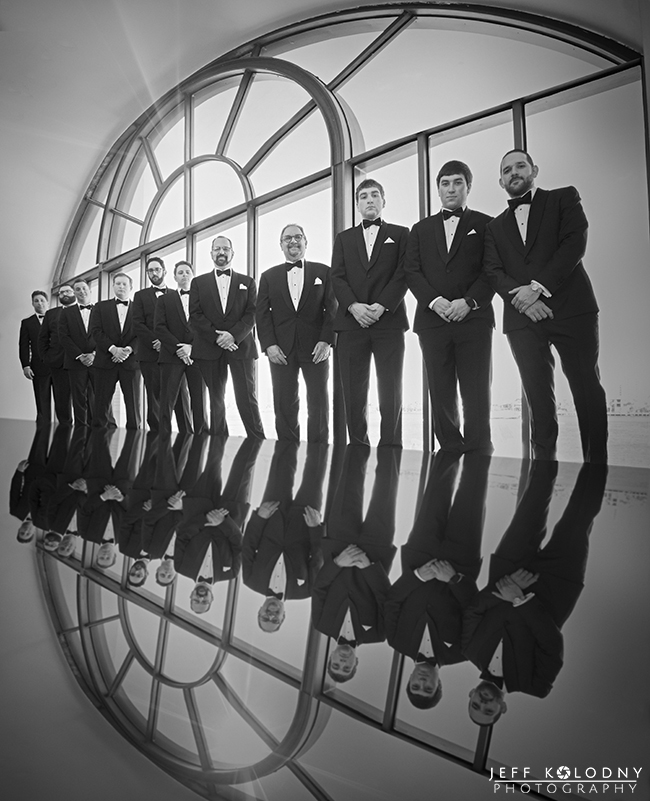 Fun groomsman shot taken in the Boca Resort Tower.