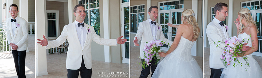 A very excited groom during the first look.