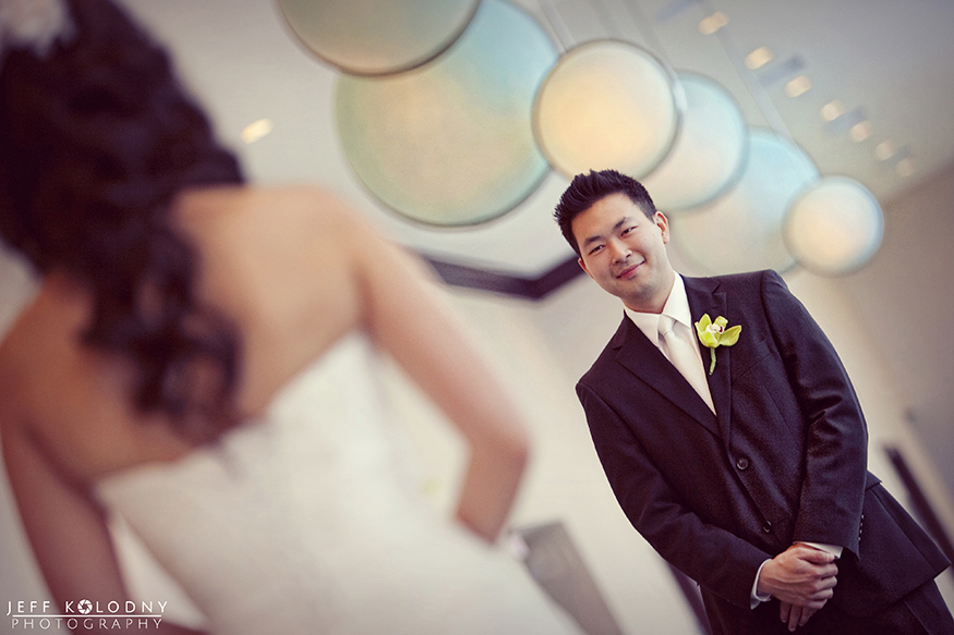 This first look at wedding was taken just out side a wedding ballroom. 