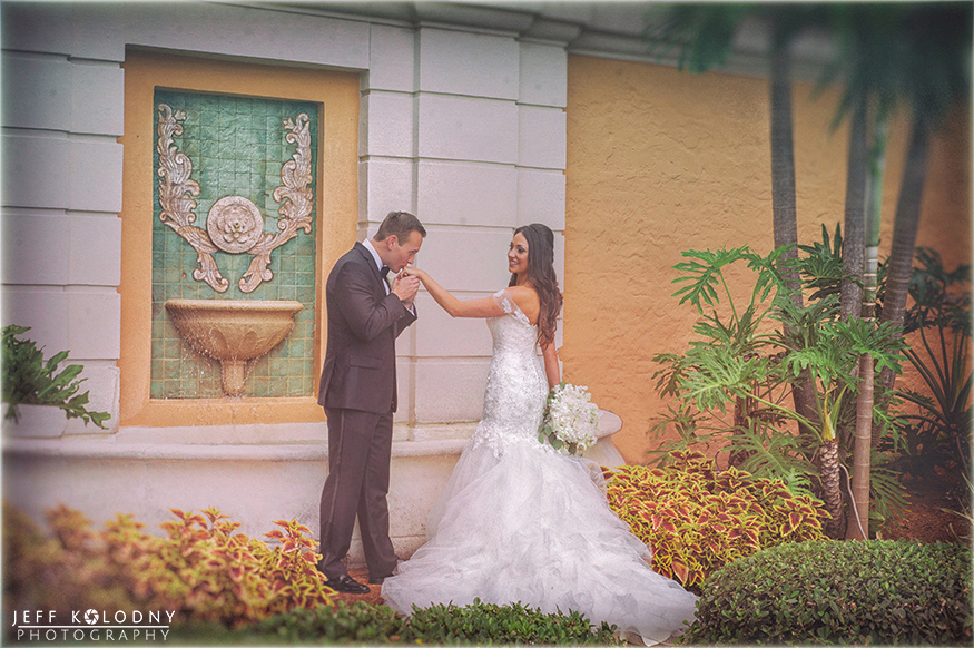 Wedding picture taken at the Biltmore hotel in Miami.