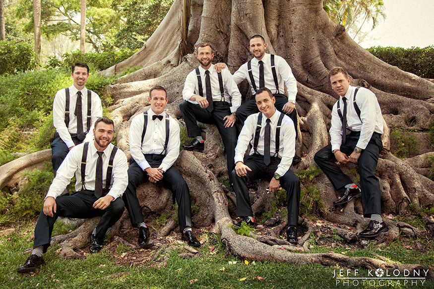 Groom and groomsmen photo taken at the Biltmore hotel in Miami.
