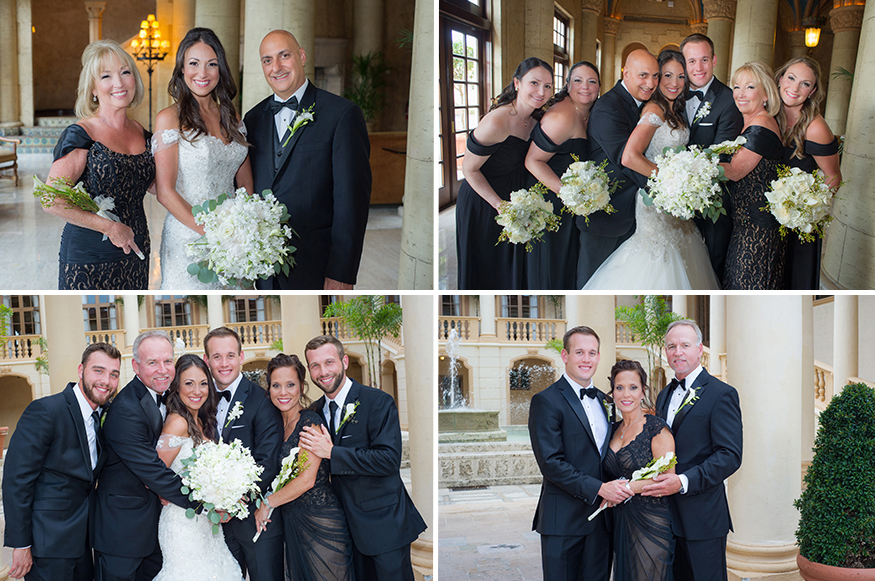 Family wedding pictures taken at The Biltmore Hotel in Coral Gables, Miami.