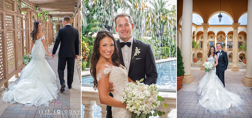 Wedding pictures taken around the Biltmore Hotel in Coral Gables.