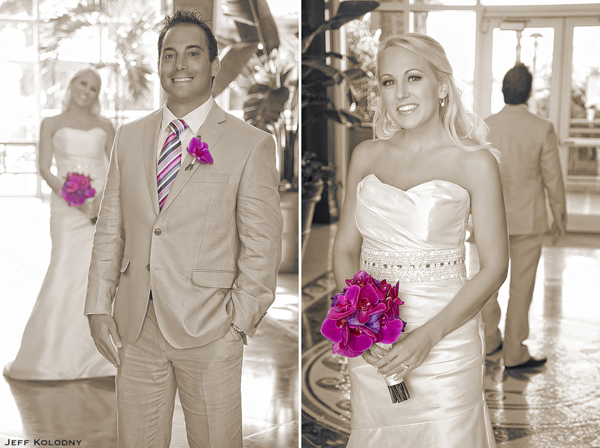 Bride and groom's first look at the Marco Island Marriott